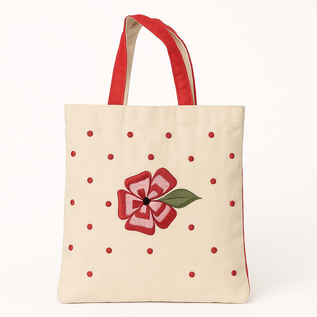 Crimson Classic Embroidery Tote (Back Design)