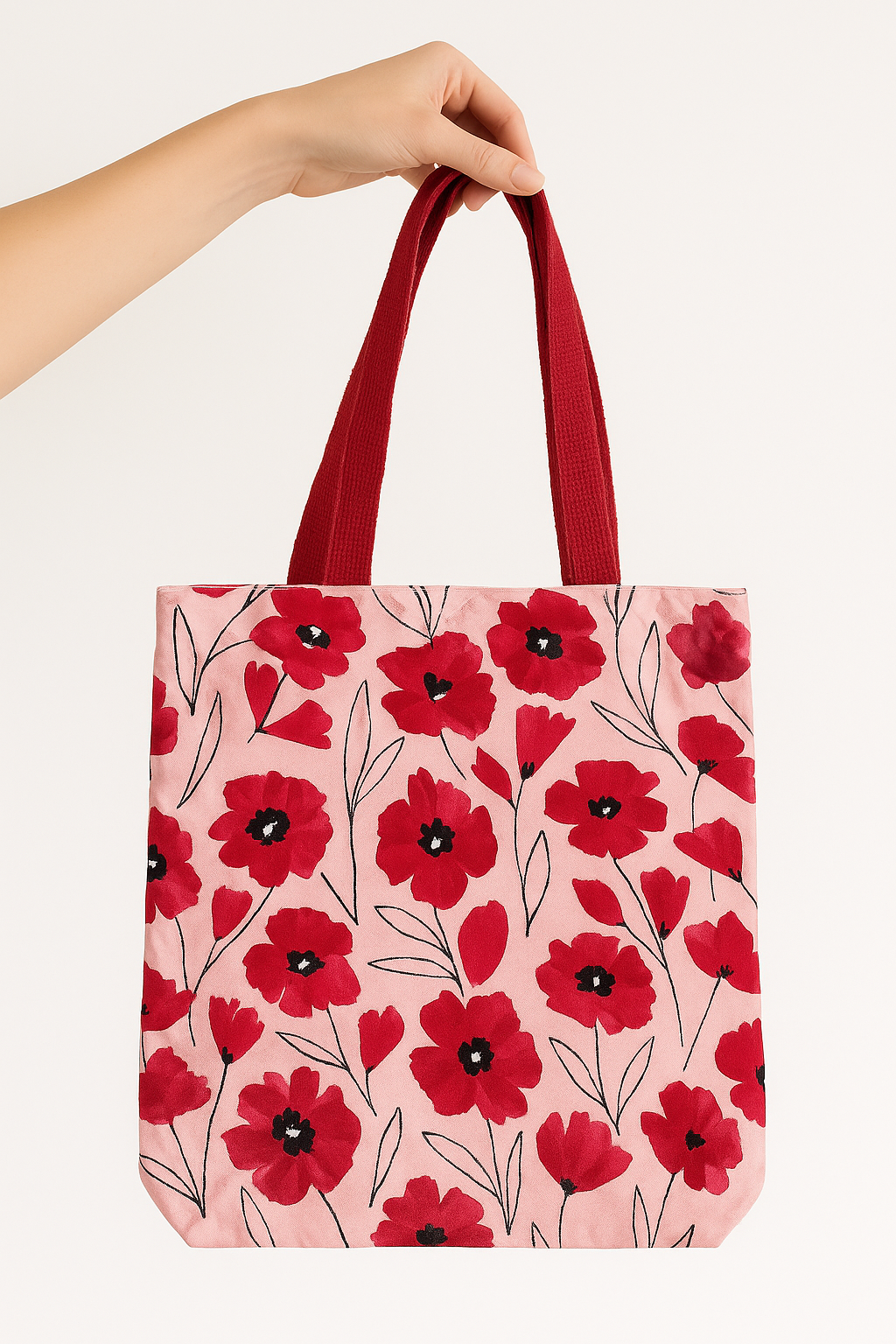 Printed Pink Floral Tote Bag – Cotton Bag